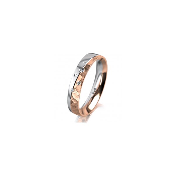 Ring 18 Karat Rot-/Weissgold 4.0 mm diamantmatt 5 Brillanten G vs Gesamt 0,035ct