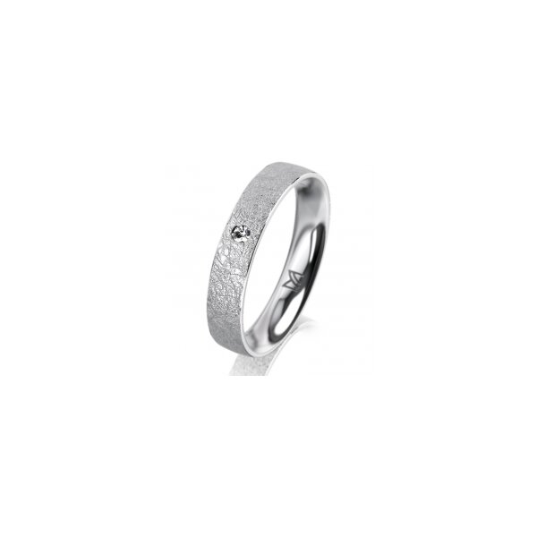 Ring 14 Karat Weissgold 4.0 mm kreismatt 1 Brillant G vs 0,025ct