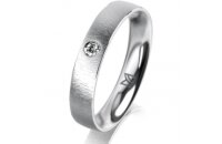 Ring 14 Karat Weissgold 4.0 mm sandmatt 1 Brillant G vs...