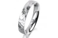 Ring 14 Karat Weissgold 4.0 mm diamantmatt 1 Brillant G...