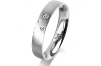 Ring 14 Karat Weissgold 4.0 mm sandmatt 3 Brillanten G vs...