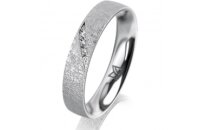 Ring 14 Karat Weissgold 4.0 mm kreismatt 4 Brillanten G...