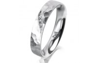 Ring 14 Karat Weissgold 4.0 mm diamantmatt 4 Brillanten G...