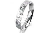 Ring 14 Karat Weissgold 4.0 mm diamantmatt 5 Brillanten G...
