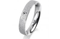 Ring 18 Karat Weissgold 4.0 mm kreismatt 1 Brillant G vs...
