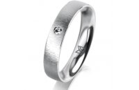 Ring 18 Karat Weissgold 4.0 mm sandmatt 1 Brillant G vs...