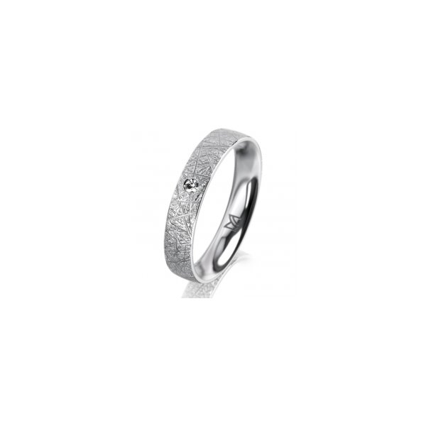 Ring 18 Karat Weissgold 4.0 mm kristallmatt 1 Brillant G vs 0,025ct