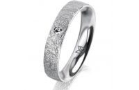Ring 18 Karat Weissgold 4.0 mm kristallmatt 1 Brillant G...