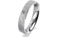 Ring 18 Karat Weissgold 4.0 mm kristallmatt 1 Brillant G...