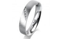 Ring 18 Karat Weissgold 4.0 mm sandmatt 4 Brillanten G vs...