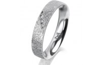 Ring 18 Karat Weissgold 4.0 mm kristallmatt 4 Brillanten...