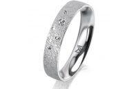 Ring 18 Karat Weissgold 4.0 mm kreismatt 5 Brillanten G...