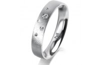 Ring 18 Karat Weissgold 4.0 mm sandmatt 5 Brillanten G vs...