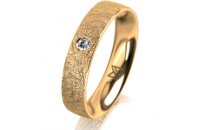 Ring 14 Karat Gelbgold 4.5 mm kristallmatt 1 Brillant G...