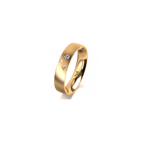 Ring 14 Karat Gelbgold 4.5 mm längsmatt 3 Brillanten G vs Gesamt 0,035ct