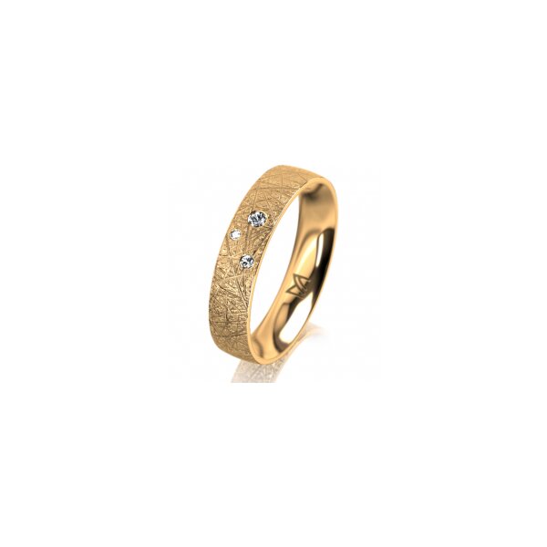 Ring 14 Karat Gelbgold 4.5 mm kristallmatt 3 Brillanten G vs Gesamt 0,035ct