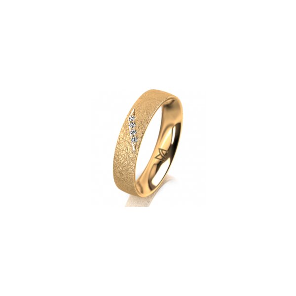 Ring 14 Karat Gelbgold 4.5 mm kreismatt 4 Brillanten G vs Gesamt 0,025ct