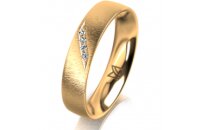 Ring 14 Karat Gelbgold 4.5 mm sandmatt 4 Brillanten G vs...