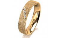 Ring 14 Karat Gelbgold 4.5 mm kristallmatt 4 Brillanten G...