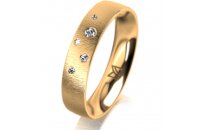 Ring 14 Karat Gelbgold 4.5 mm sandmatt 5 Brillanten G vs...
