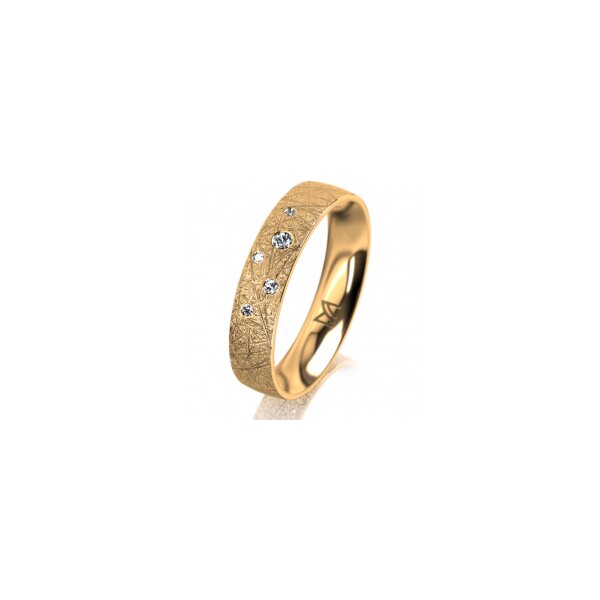 Ring 14 Karat Gelbgold 4.5 mm kristallmatt 5 Brillanten G vs Gesamt 0,045ct