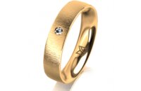 Ring 18 Karat Gelbgold 4.5 mm sandmatt 1 Brillant G vs...