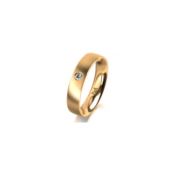 Ring 18 Karat Gelbgold 4.5 mm längsmatt 1 Brillant G vs 0,050ct