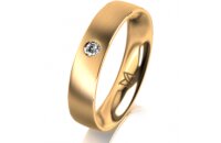 Ring 18 Karat Gelbgold 4.5 mm l&auml;ngsmatt 1 Brillant G...