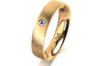 Ring 18 Karat Gelbgold 4.5 mm sandmatt 1 Brillant G vs...