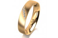 Ring 18 Karat Gelbgold 4.5 mm l&auml;ngsmatt 4 Brillanten...