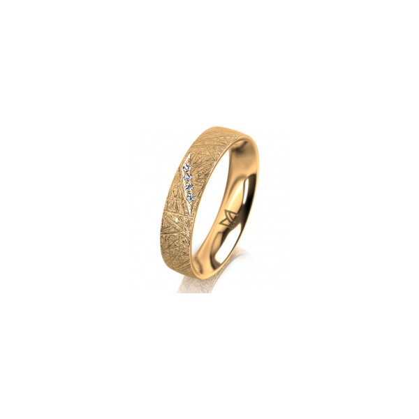 Ring 18 Karat Gelbgold 4.5 mm kristallmatt 4 Brillanten G vs Gesamt 0,025ct