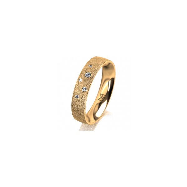 Ring 18 Karat Gelbgold 4.5 mm kristallmatt 5 Brillanten G vs Gesamt 0,045ct