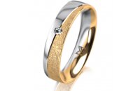 Ring 14 Karat Gelb-/Weissgold 4.5 mm kreismatt 1 Brillant...