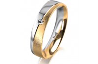 Ring 14 Karat Gelb-/Weissgold 4.5 mm sandmatt 1 Brillant...