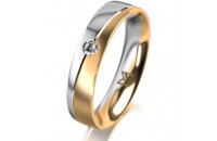 Ring 14 Karat Gelb-/Weissgold 4.5 mm l&auml;ngsmatt 1...