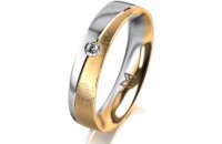 Ring 14 Karat Gelb-/Weissgold 4.5 mm sandmatt 1 Brillant...