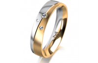 Ring 14 Karat Gelb-/Weissgold 4.5 mm l&auml;ngsmatt 3...