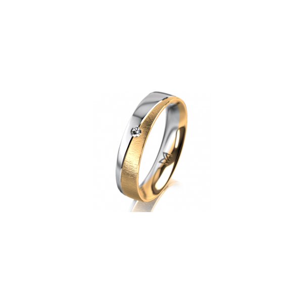 Ring 18 Karat Gelb-/Weissgold 4.5 mm sandmatt 1 Brillant G vs 0,025ct