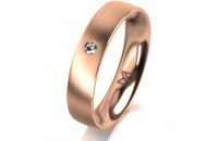 Ring 14 Karat Rotgold 4.5 mm l&auml;ngsmatt 1 Brillant G...