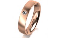 Ring 14 Karat Rotgold 4.5 mm l&auml;ngsmatt 1 Brillant G...