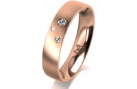 Ring 14 Karat Rotgold 4.5 mm l&auml;ngsmatt 3 Brillanten...