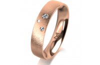 Ring 14 Karat Rotgold 4.5 mm sandmatt 3 Brillanten G vs...