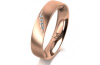 Ring 14 Karat Rotgold 4.5 mm l&auml;ngsmatt 4 Brillanten...