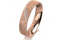 Ring 18 Karat Rotgold 4.5 mm kristallmatt 4 Brillanten G...