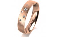 Ring 18 Karat Rotgold 4.5 mm sandmatt 5 Brillanten G vs...