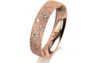 Ring 18 Karat Rotgold 4.5 mm kristallmatt 5 Brillanten G...