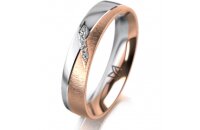 Ring 14 Karat Rot-/Weissgold 4.5 mm sandmatt 4 Brillanten...