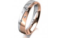 Ring 14 Karat Rot-/Weissgold 4.5 mm poliert 5 Brillanten...
