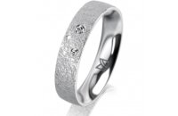 Ring 14 Karat Weissgold 4.5 mm kreismatt 3 Brillanten G...