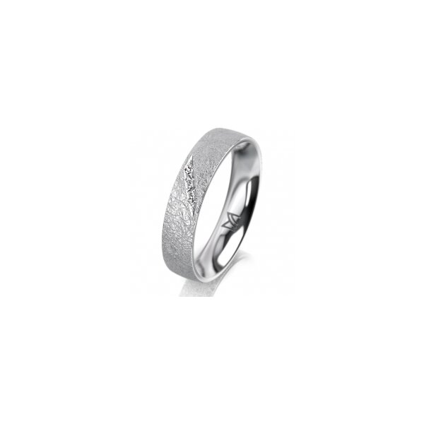 Ring 14 Karat Weissgold 4.5 mm kreismatt 4 Brillanten G vs Gesamt 0,025ct